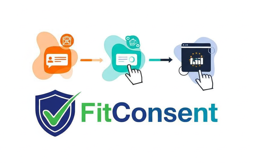 An illustration showing a user interacting with the FitConsent banner on a website.